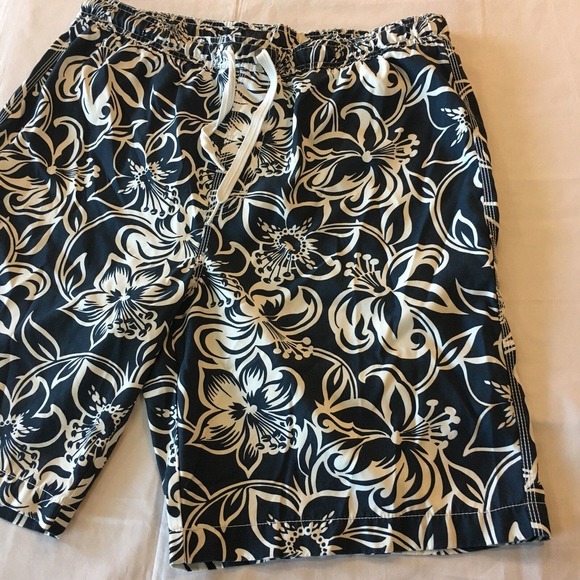 Gap Mens Large Navy Blue White Basic Swimming Shorts Trunks W Mesh Liner - Picture 2 of 12